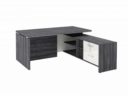 Стол с опорной тумбой FI-117R.GG Древесина Графит/Мрамор Леванто белый