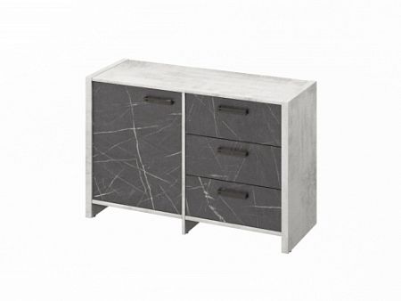 Тумба двухсекционная FB-12-01.G Хромикс белый/Камень Пьетра Гриджиа черный