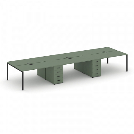 Бенч-система на 6 мест с 2 опорными тумбами Concept CN.DRS-452